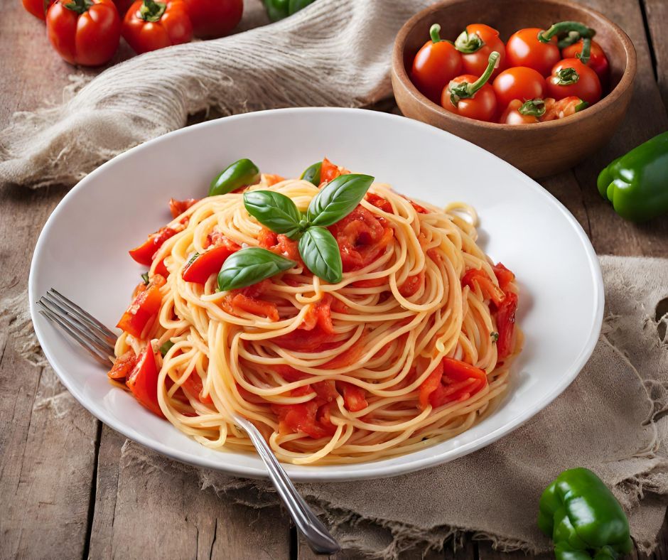 Spaghetti con peperoni e pomodoro: la ricetta
